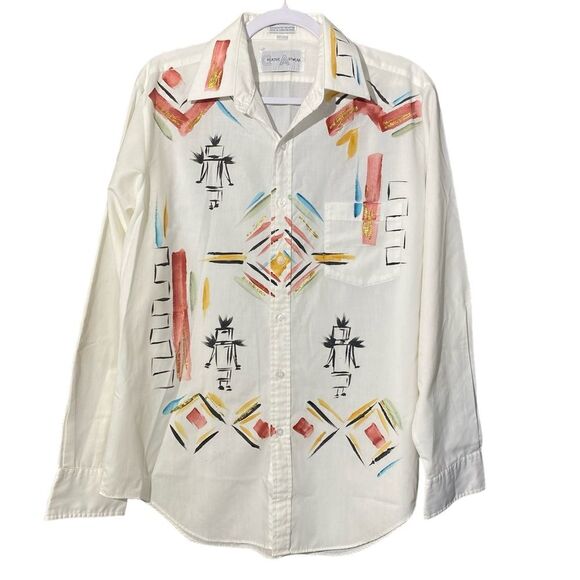 Creative Artwear Hand Painted Button Down Shirt Signed By Artist Women's M - Picture 1 of 16